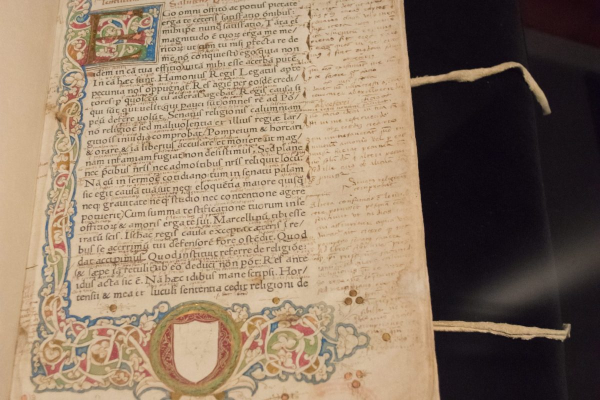 1467 manuscript of Cicero's letters with dense marginal annotations