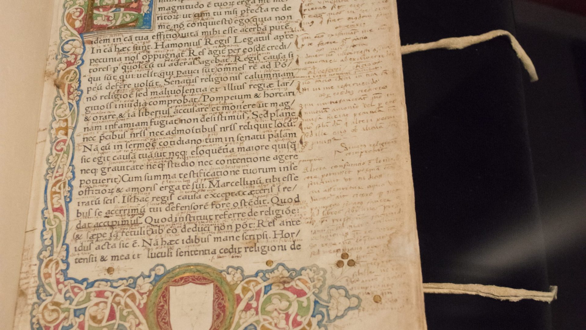 1467 manuscript of Cicero's letters with dense marginal annotations